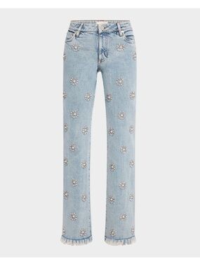 NWT SIZE 27- Alice + Olivia Light Blue Wide-Leg Jeweled Jeans 👖